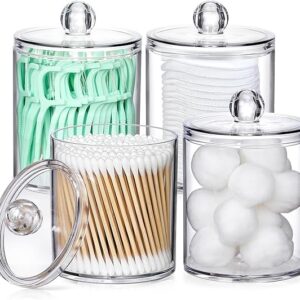 4 Pack Acrylic Qtip Holder Dispenser for Cotton Swabs