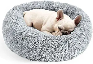 Hoewina Dog & Cat Bed for Indoor Cats, 20in Calming Donut Bed